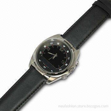 Classic Design Bluetooth Wrist Watch with Leather Strip, Elegant and Clear O LED Display